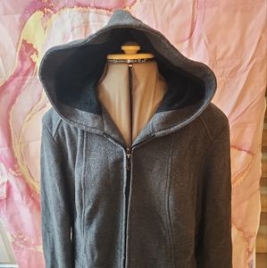 Croft Barrow Women Full Zip Wool Blend Coat Quilted Fleece Lined Hood XL POCKETS